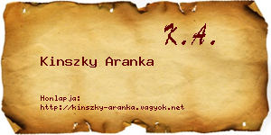 Kinszky Aranka névjegykártya